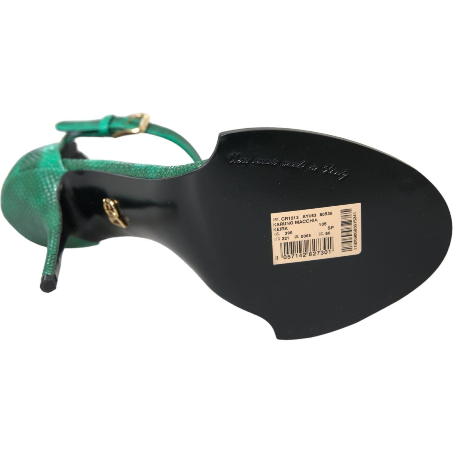 绿色异国皮革水晶凉鞋