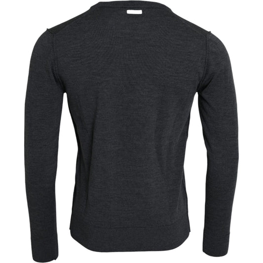 Dolce & Gabbana Dark Gray Wool Crew Neck Pullover Sweater TSH84668-54