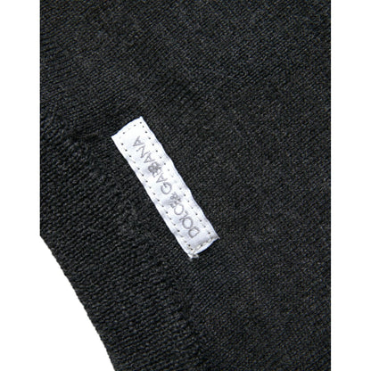 Dolce & Gabbana Dark Gray Wool Crew Neck Pullover Sweater