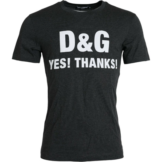 Dolce & Gabbana Gray Logo Print Crewneck Short Sleeve T-shirt TSH84595-44