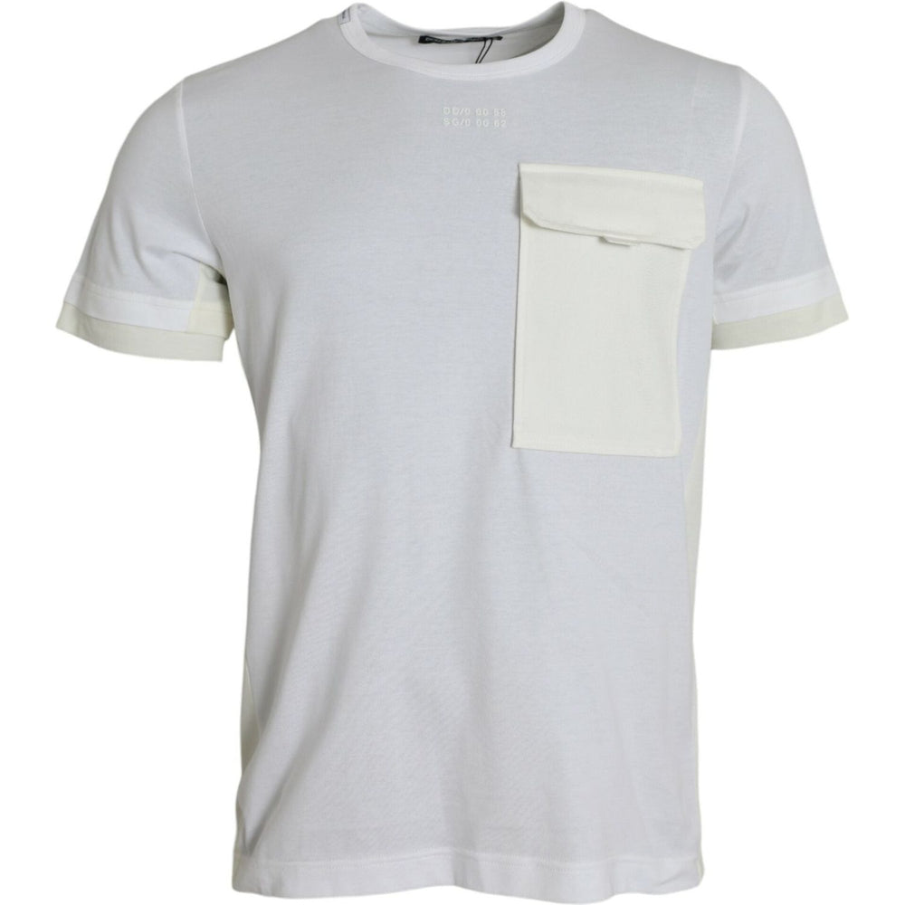 Dolce & Gabbana White Cotton Pocket Short Sleeves T-shirt TSH84611-48