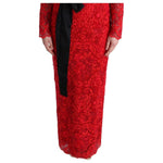 Dolce & Gabbana Red Floral Ricamo Sheath Long Dress SIG60570-1