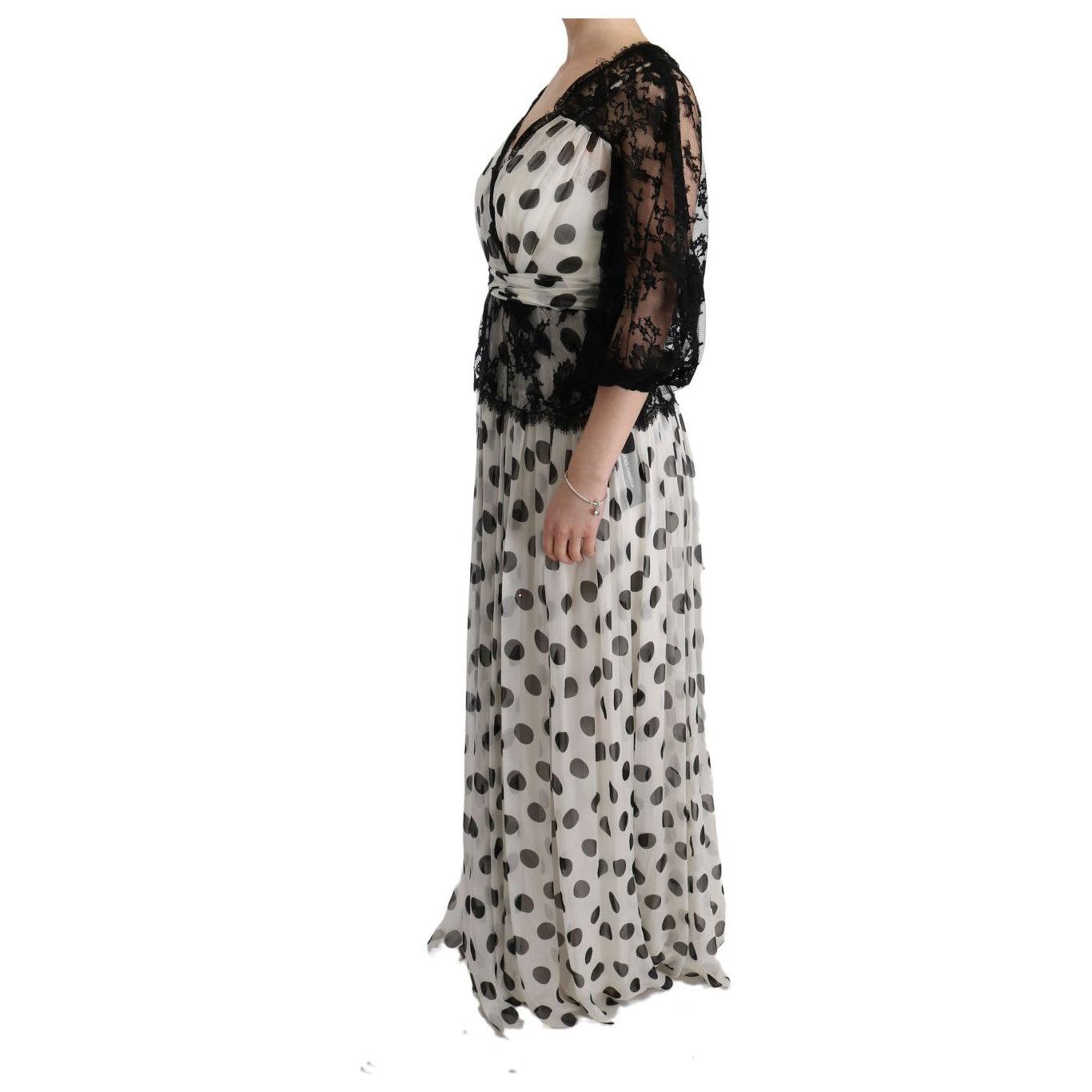 Dolce & Gabbana Black White Polka Dotted Floral Dress