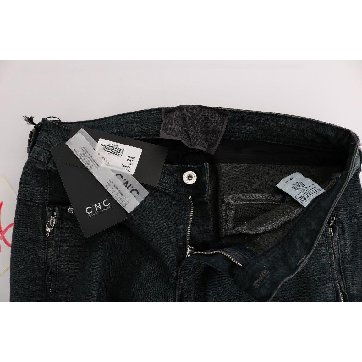 时尚超修身灰色棉质牛仔裤