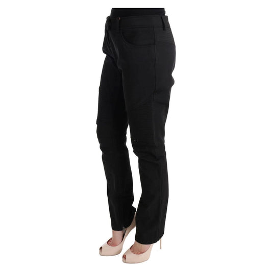 Ermanno Scervino Black Cotton Slim Fit Casual Pants SIG30313-1