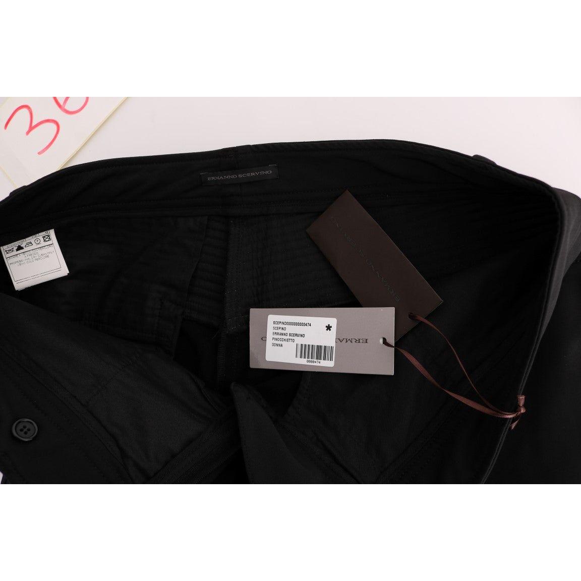 时尚黑色棉质修身长裤