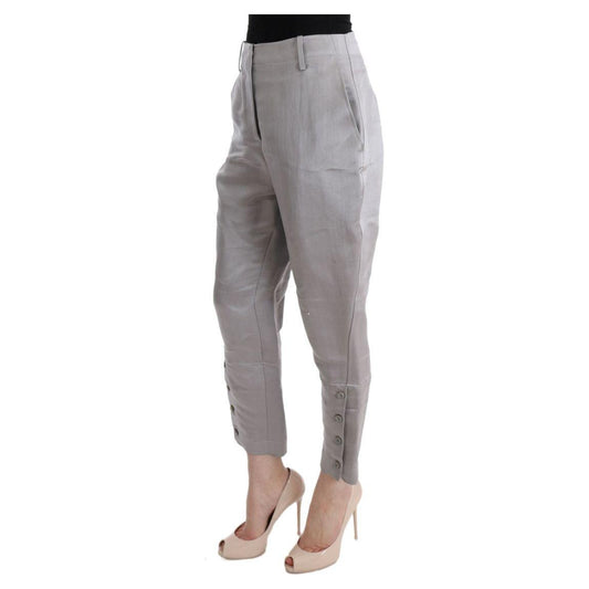 Ermanno Scervino Gray Silk Cropped Casual Pants SIG30324-3