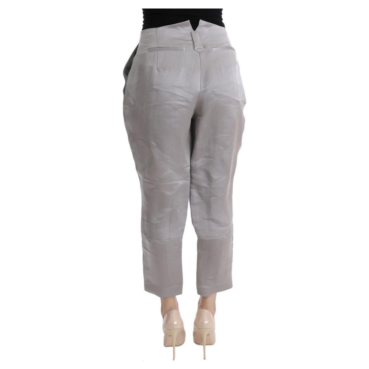 Ermanno Scervino Gray Silk Cropped Casual Pants SIG30324-3