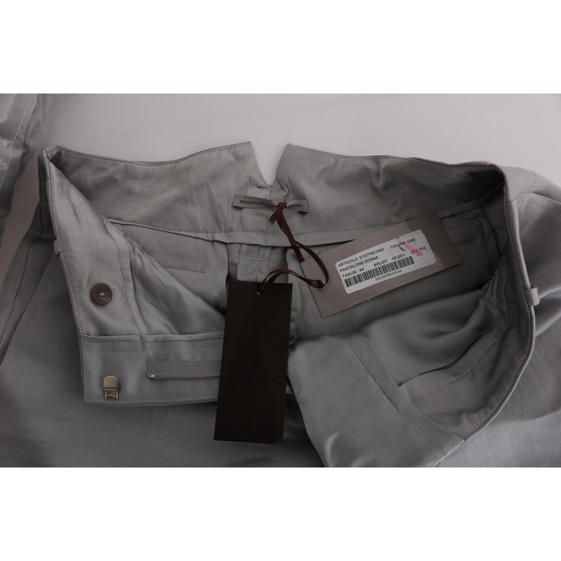 Ermanno Scervino Gray Silk Cropped Casual Pants SIG30324-3