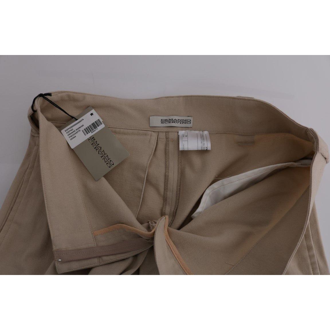 Ermanno Scervino Beige Cotton Wool Regular Fit Pants Jeans & Pants