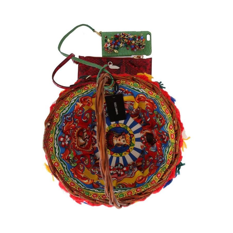 优雅米色稻草与异域风情绒球手提包