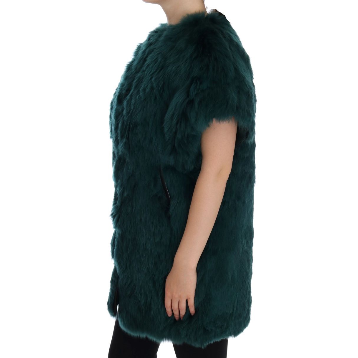 Dolce & Gabbana Green Alpaca Fur Vest Sleeveless Jacket