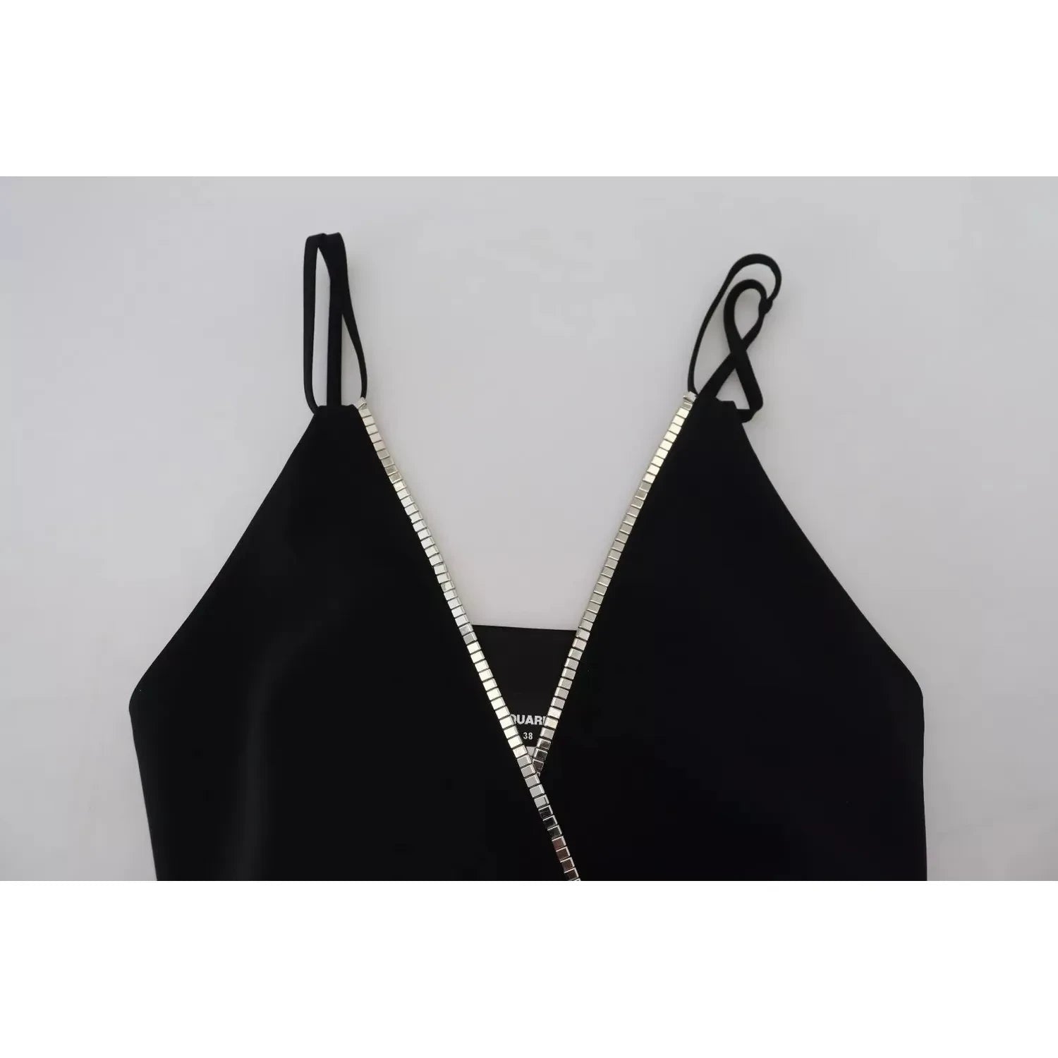 فستان جمبسوت أسود بدون أكمام بفتحة على شكل حرف V من Dsquared²