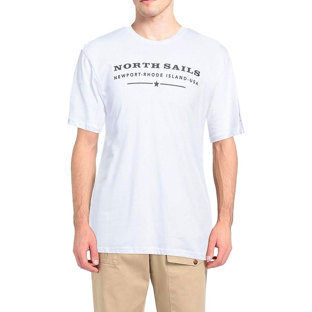 North Sails Elegant White Cotton Tee with Chest Print NO-12781-L