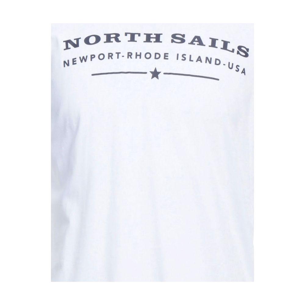 North Sails Elegant White Cotton Tee with Chest Print NO-12781-L