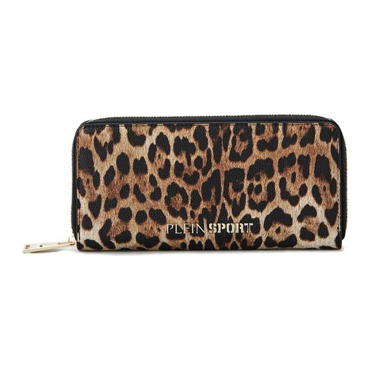 Plein Sport Sleek Designer Zipper Wallet with Gold Accents PLSP-11005