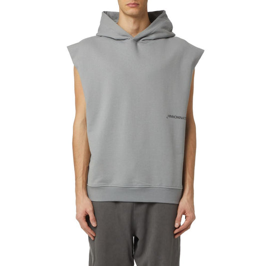 Hinnominate Gray Cotton Men Sweater with Hood and Drawstring HI-8647-XXL