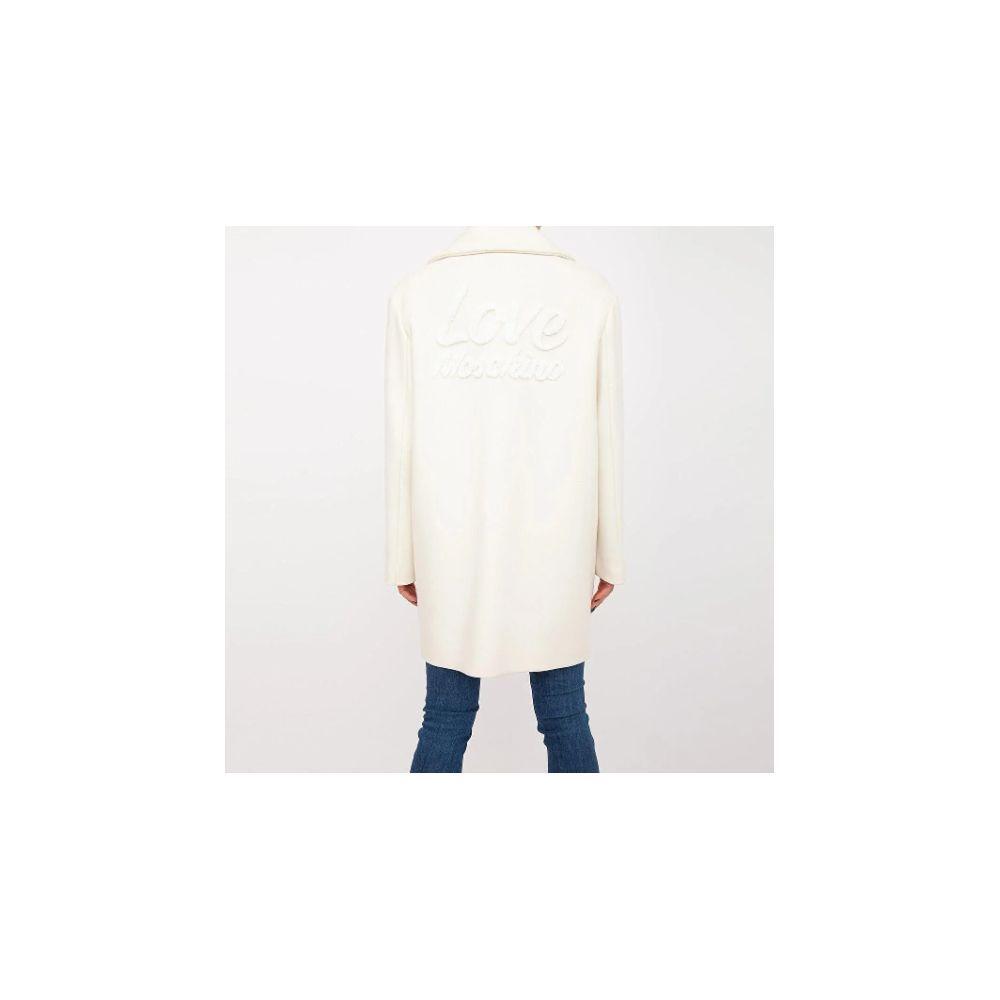 Love Moschino Chic White Winter Elegance Long Coat LO-10253-IT46 | L