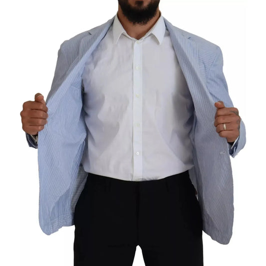 Dsquared² Blue Striped Single Breasted Formal Coat Blazer JKT3545-48