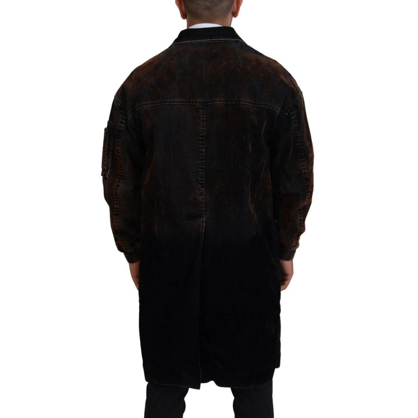 معطف رجالي طويل من القطن بأزرار كاملة باللون البني من Dsquared²