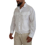 Dsquared² White Cotton Collared Casual Men Long Sleeves Jacket TSH83552-48