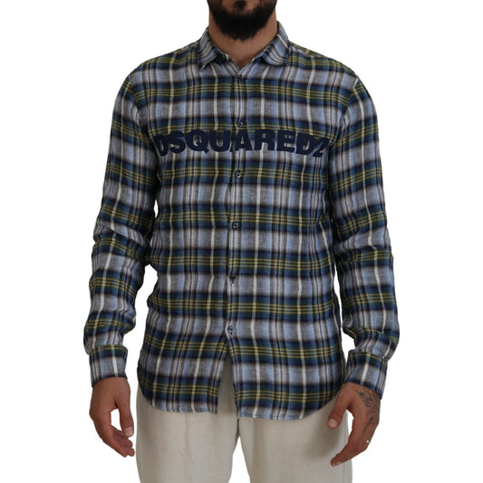 Dsquared² Multicolor Checkered Casual Men Long Sleeves Shirt TSH83554-48