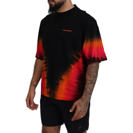 Dsquared² Black Orange Cotton Short Sleeves Crewneck T-shirt TSH83505-48