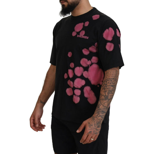 Dsquared² Black Pink Cotton Short Sleeves Crewneck T-shirt TSH83506-48