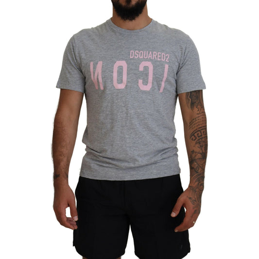 Dsquared² Gray Logo Cotton Short Sleeves Crewneck T-shirt TSH83519-48