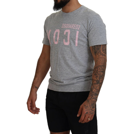 Dsquared² Gray Logo Cotton Short Sleeves Crewneck T-shirt TSH83519-48