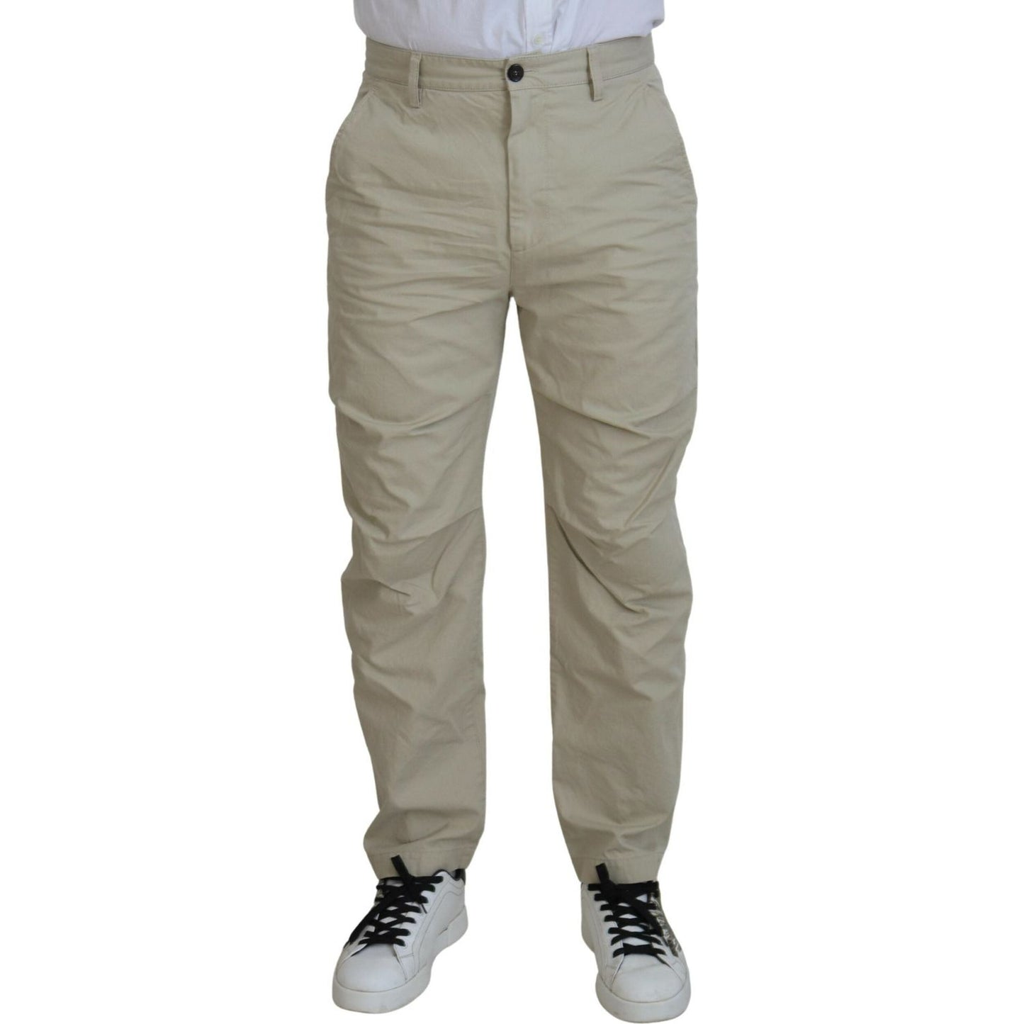 Dsquared² Beige Cotton Straight Fit Men Casual Pants PAN74436-48