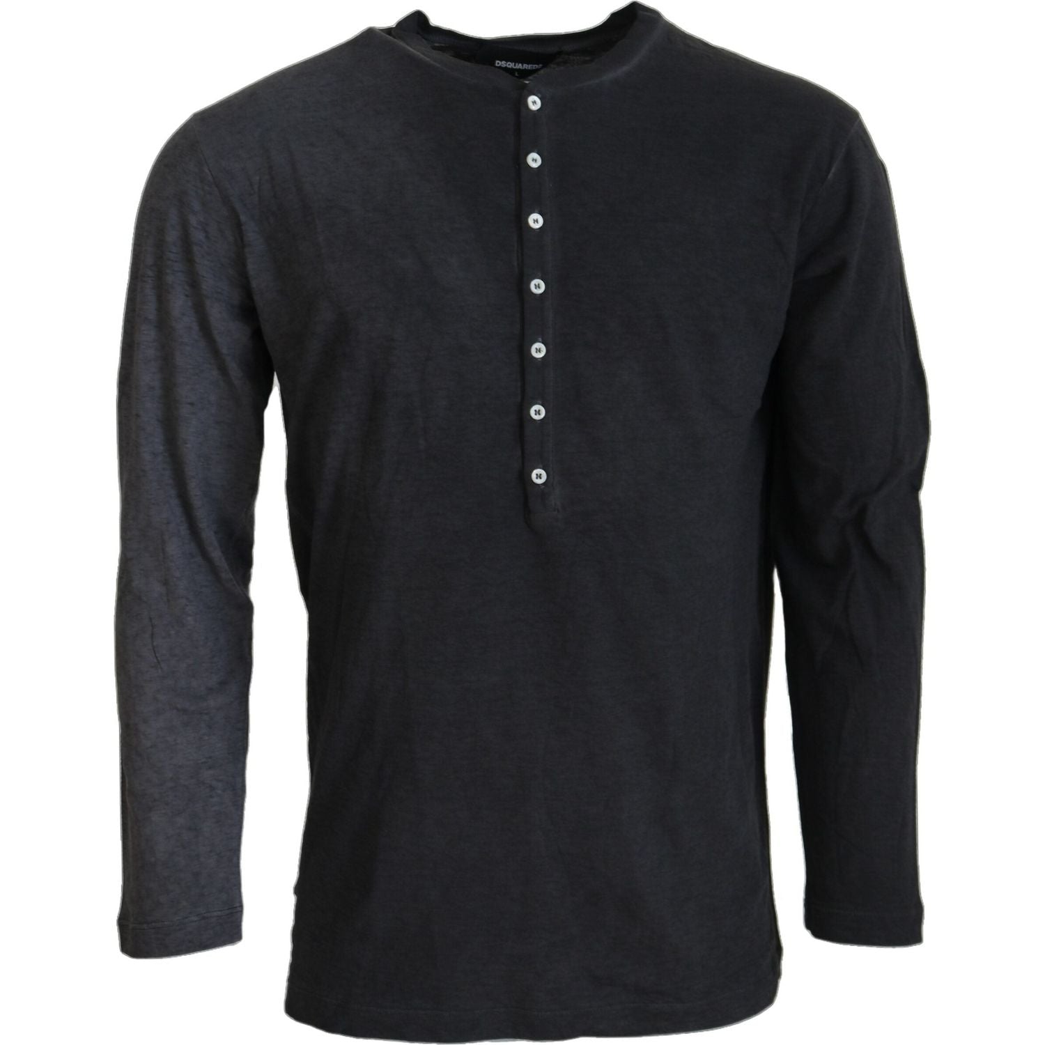 黑色棉麻长袖套头衫