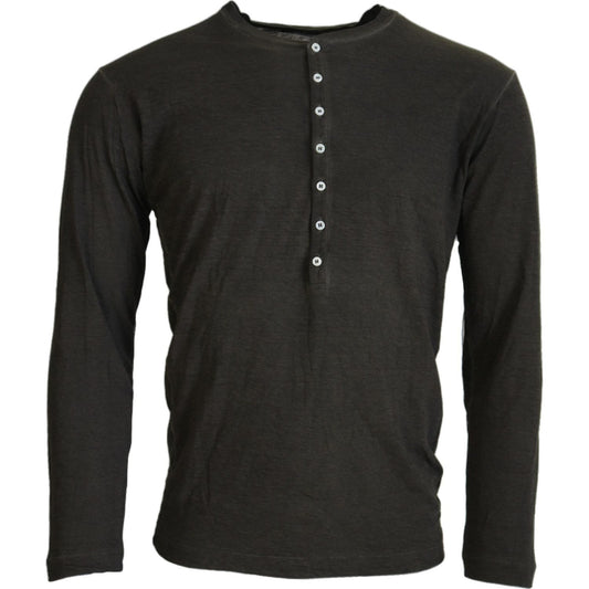 Dsquared² Gray Cotton Linen Long Sleeves Pullover Sweater TSH3535-46