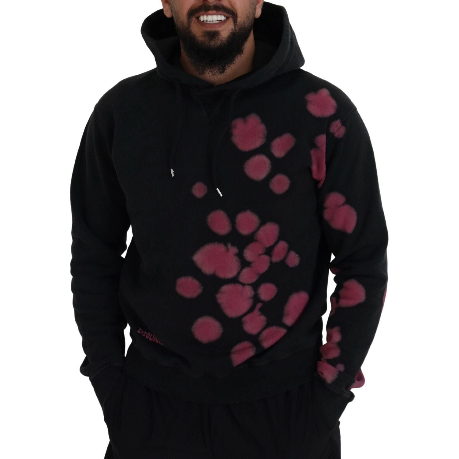 سترة بغطاء رأس من القطن المصبوغ باللون الأسود من Dsquared²