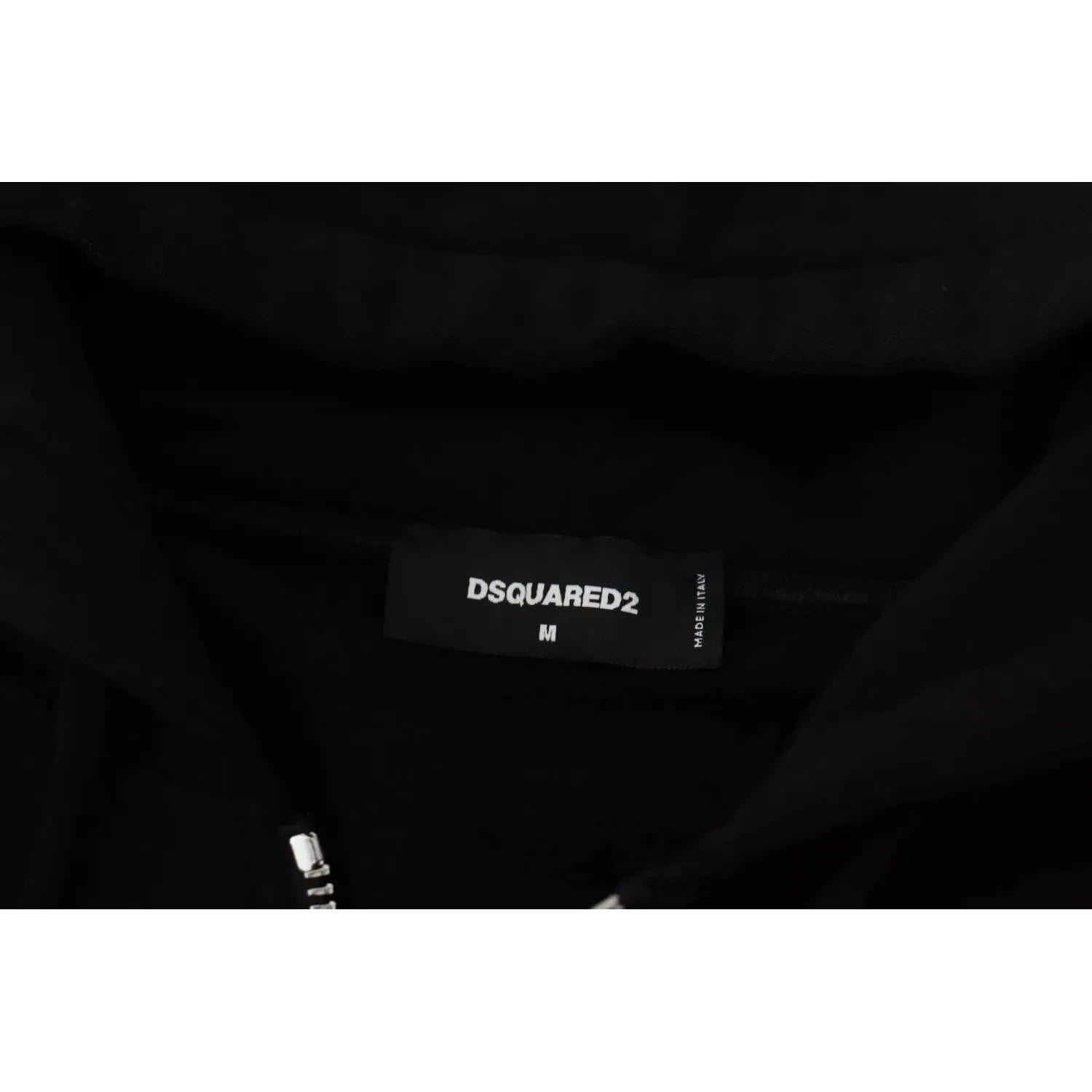 黑色连帽全拉链印花袖毛衣