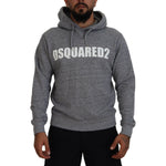 Dsquared² Gray Cotton Hooded Logo Print Men Pullover Sweater Dsquared² Dark Slate Gray