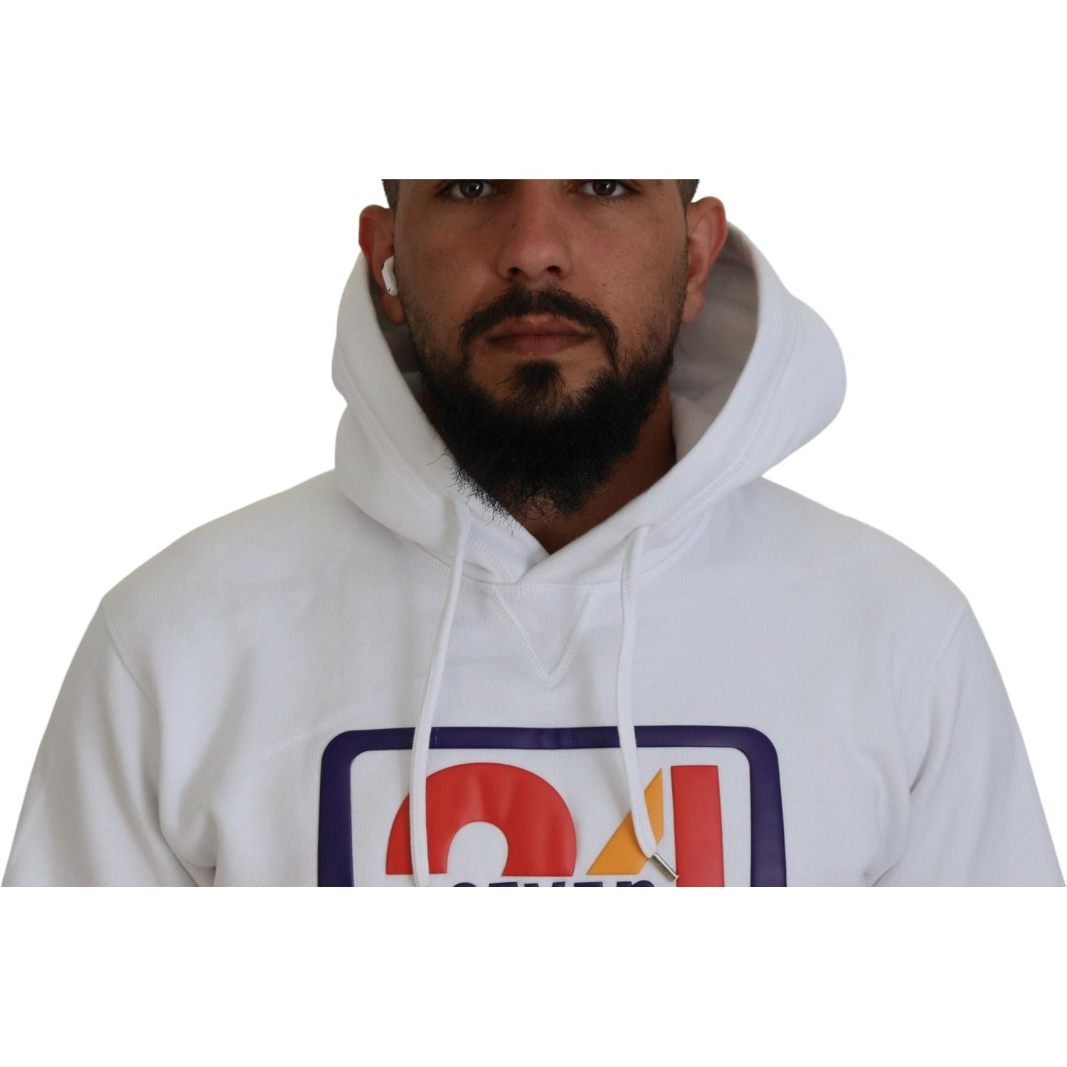 سترة رجالية مطبوعة بغطاء رأس من القطن الأبيض من Dsquared²