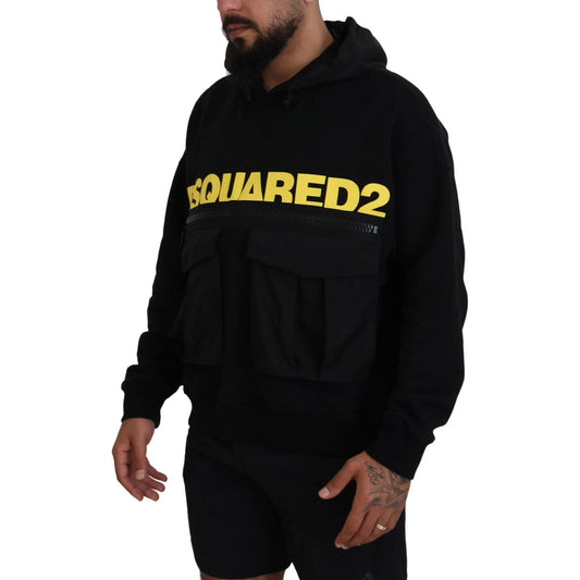 Dsquared² Black Cotton Hooded Printed Pullover Sweater TSH83488-48