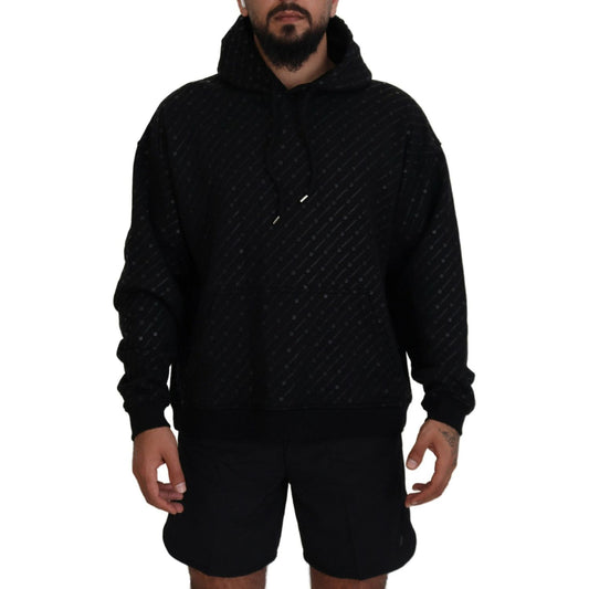 Dsquared² Black Cotton Hooded Printed Men Pullover Sweater TSH83492-48