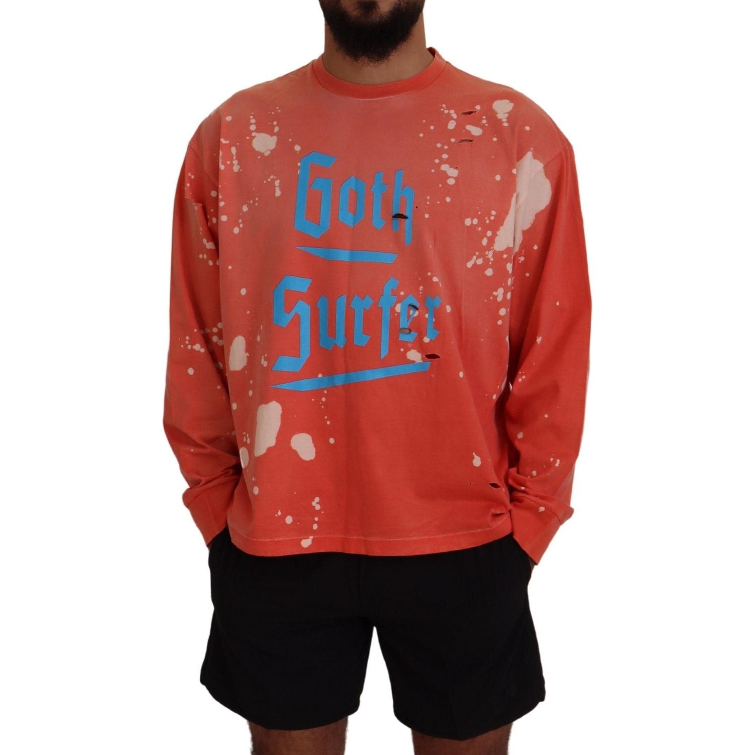 橙色印花长袖套衫