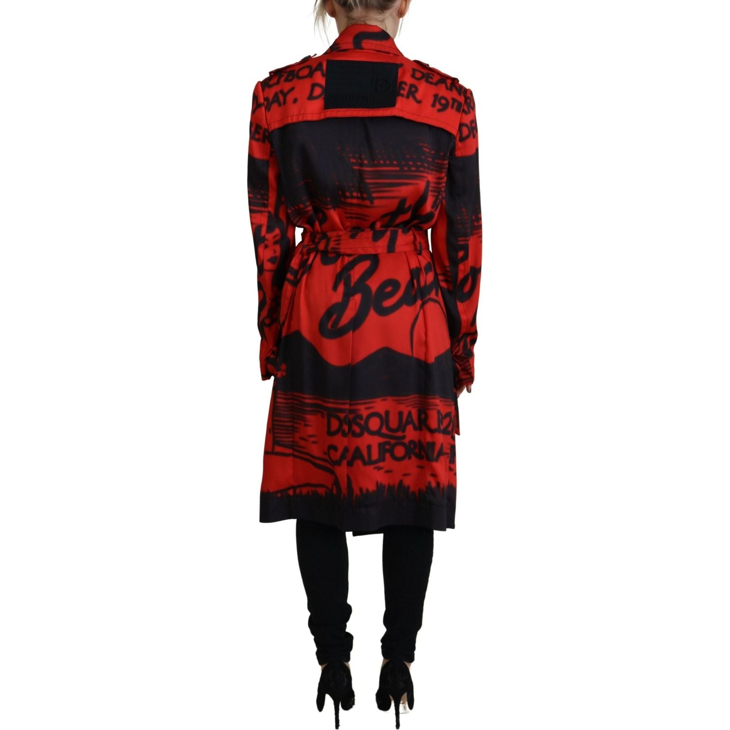红色印花纽扣领 Desigual 外套