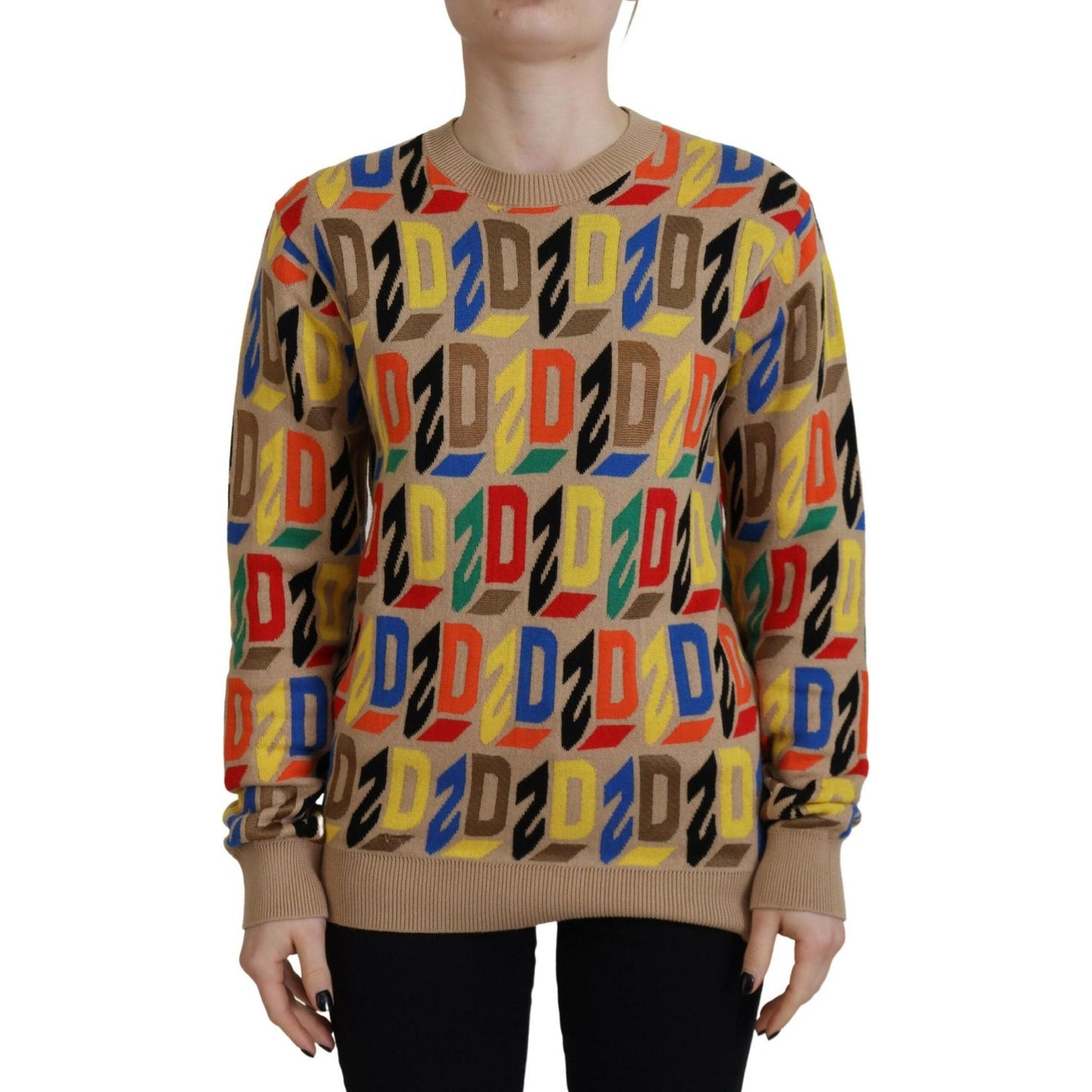 Dsquared² Brown Cotton Long Sleeve Crew Neck Printed Sweater TSH83424-38