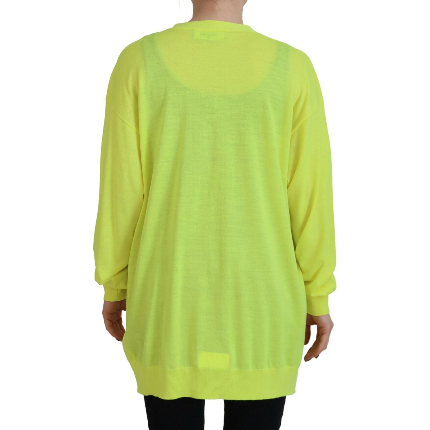 黄色羊毛针织纽扣开衫