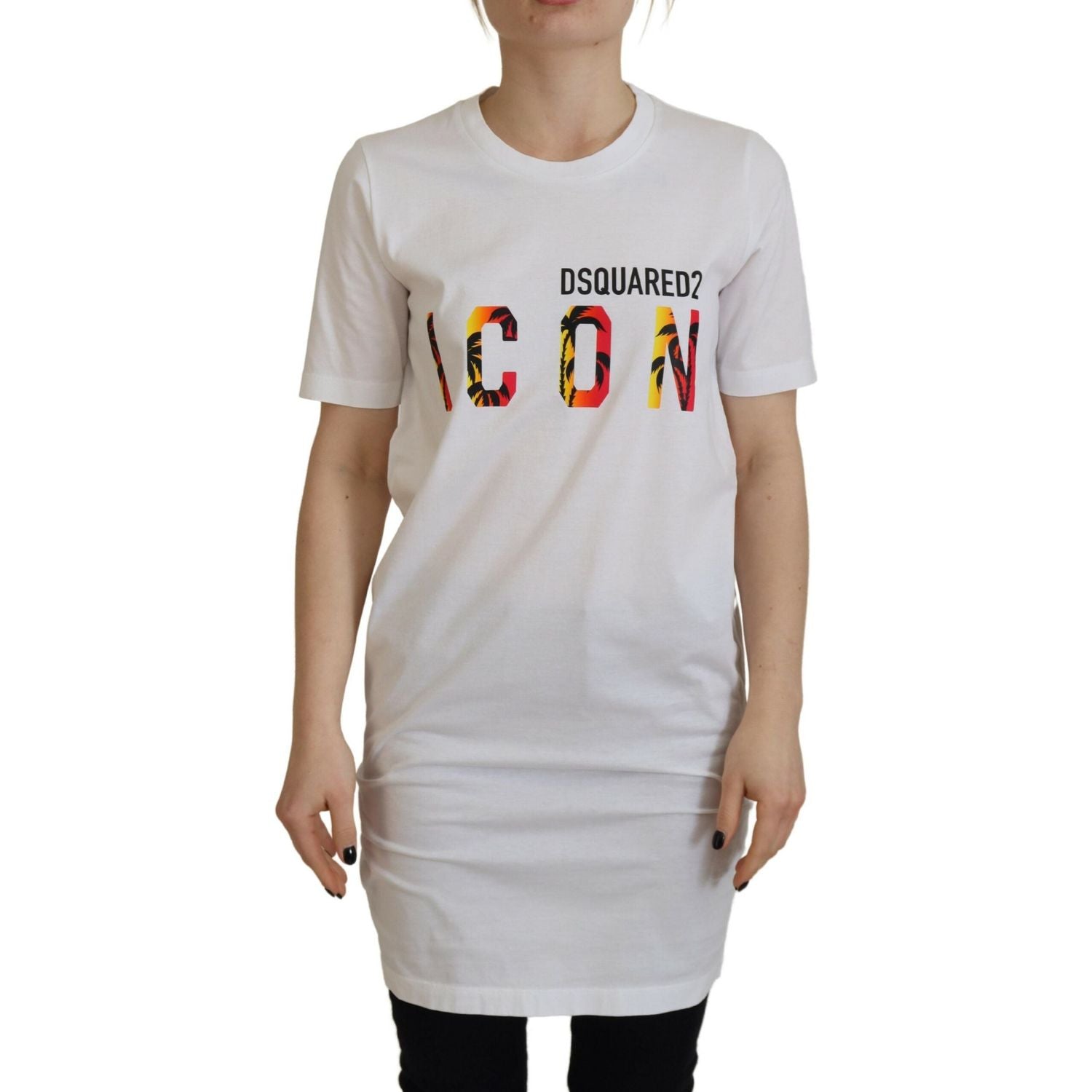 白色棉质 Icon Logo 印花圆领 T 恤