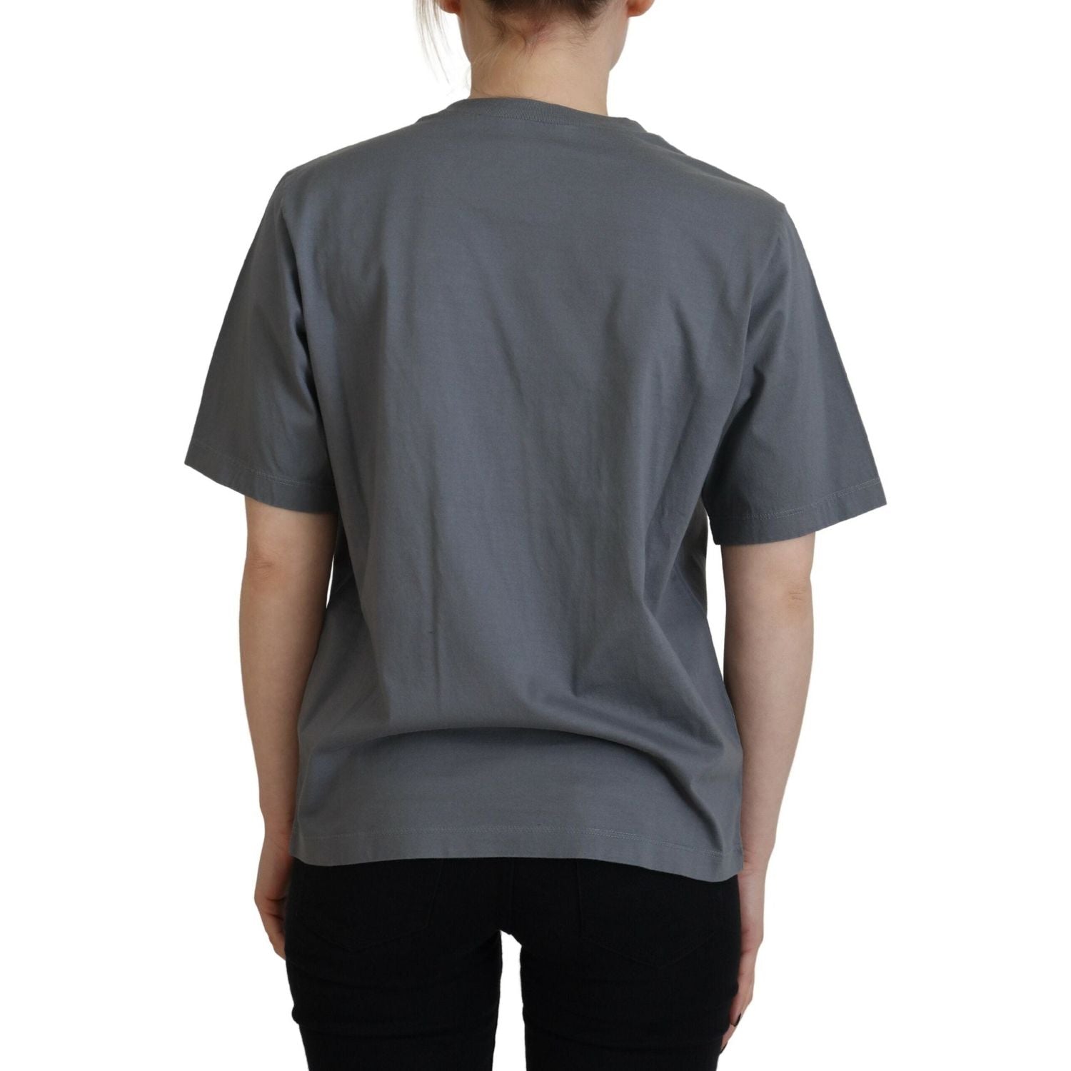 تي شيرت Dsquared² رمادي اللون من القطن برقبة دائرية وأكمام قصيرة