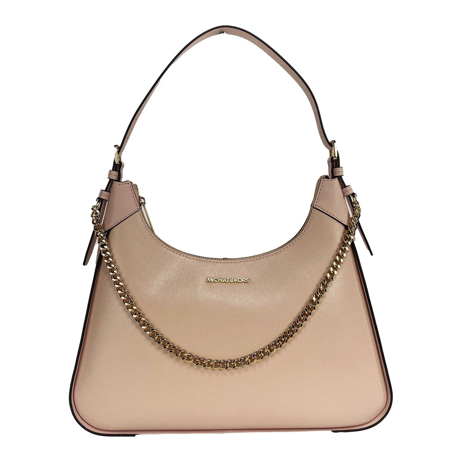 حقيبة كتف كبيرة من الجلد الناعم Wilma من Michael Kors باللون الأحمر الفاتح