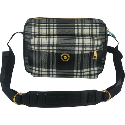 Versace Elegant Grey Leather Crossbody Bag 8054716390919