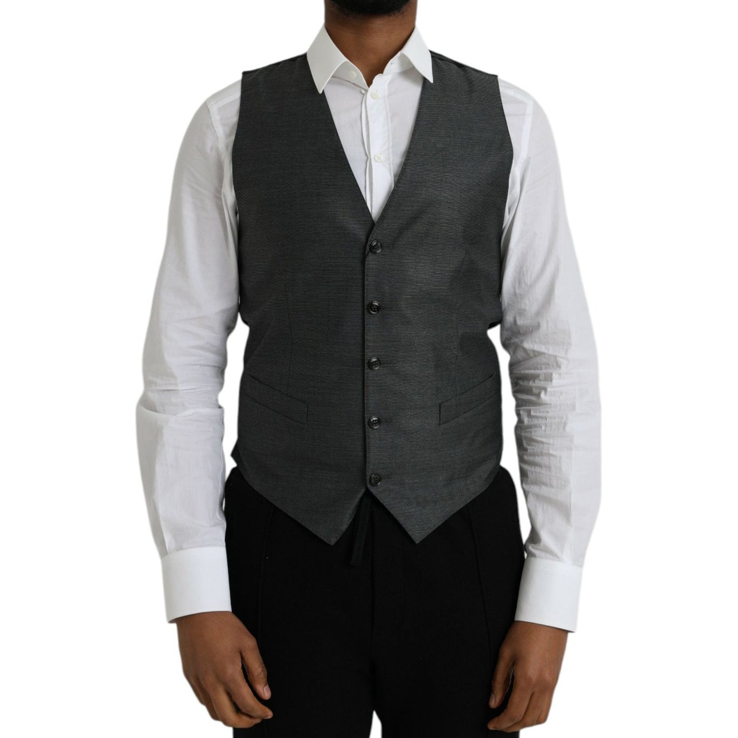 Dolce & Gabbana Gray Wool Formal Dress Waistcoat Vest TSH86216-48