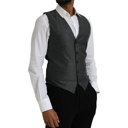 Dolce & Gabbana Gray Wool Formal Dress Waistcoat Vest TSH86216-48