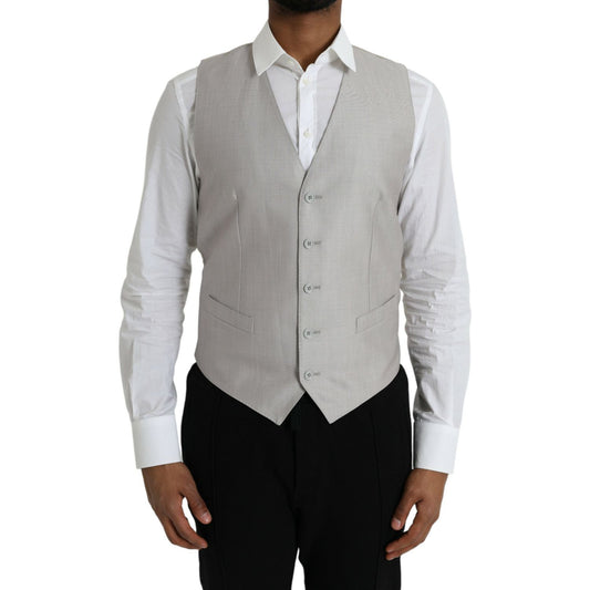 Dolce & Gabbana Light Gray Wool Formal Dress Waistcoat Vest TSH851987-52